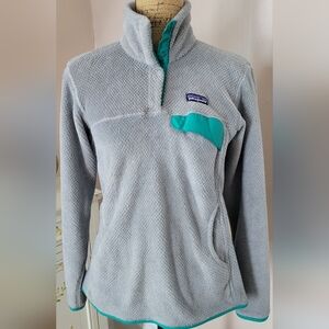 Patagonia Women's Gray and Teal Hoodie